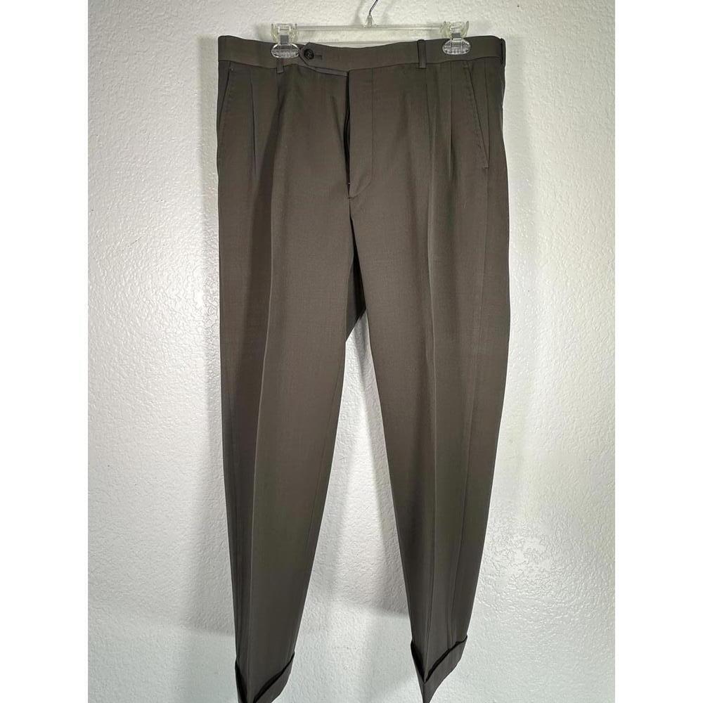Vtg 80s Oscar De La Renta Wool Dress Pants Sz 35 Tailored Classic Brown